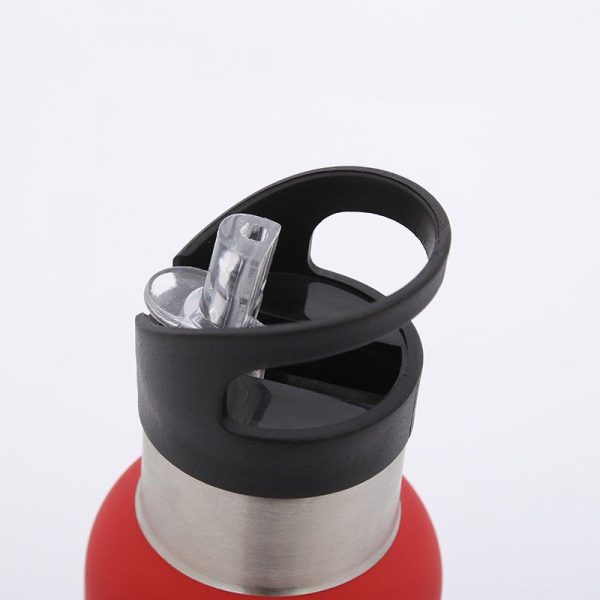 Stainless Steel 500ml Sports-oriented Water Bottle with Straw