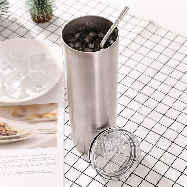Skinny Stainless Steel Tumbler with Straw Powder Coating