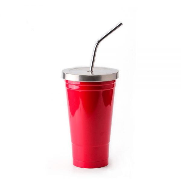 Travel Coffee Cup with Straw Insulated Stainless Steel Office Mug