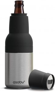 metal beer bottle koozie: ASOBU Frosty beer 2 go vacuum insulated cooler with bottle opener