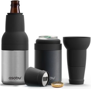 Asobu Frosty Beer 2 Go Vacuum Insulated Double Walled Stainless Steel Beer Can and Bottle Cooler with Beer Opener