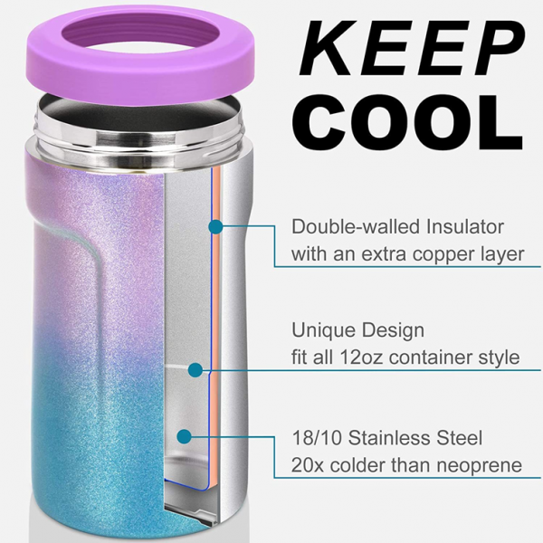 Best Coldest Beer Metal Can Koozie, Stainless Steel Can Cooler