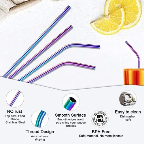 Stainless Steel Straws with Silicone Tips