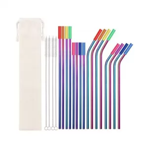 Stainless Steel Straws with Silicone Tips