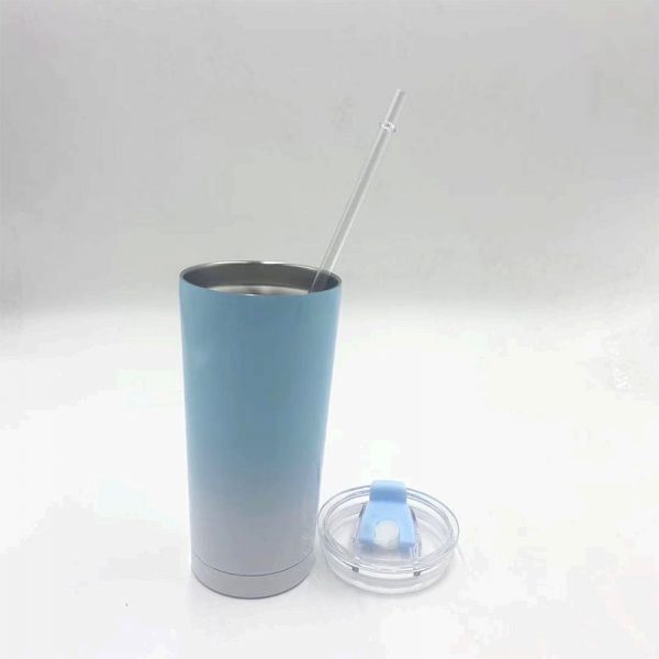 Gradient Blue And White 17oz Water Cup Spray Painting